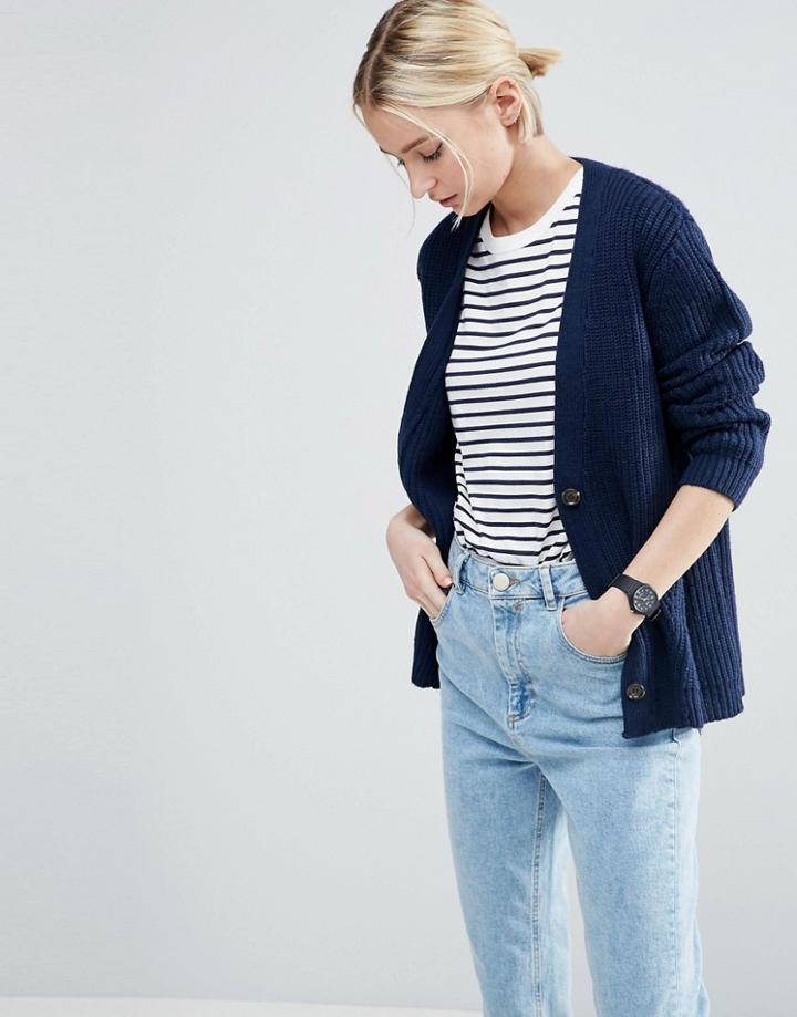 Asos Chunky Cardigan With Button Front - Orange