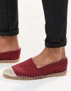 Asos Espadrilles In Burgundy Canvas With Toe Cap - Red