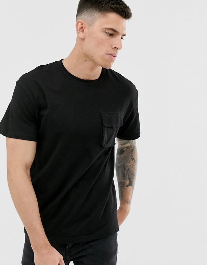 Jack & Jones Core Box Fit Utility T-shirt In Black - Black