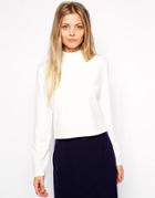 Asos Turtleneck Top In Ponti - Ecru