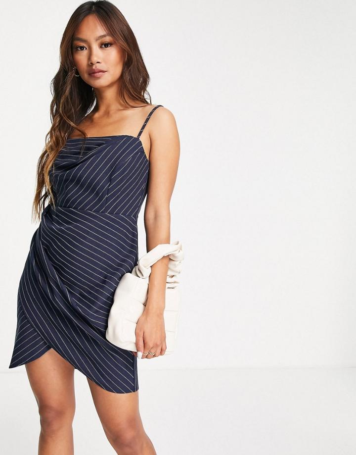 Asos Design Pinstripe Tailored Mini Dress With Pleat Bodice Detail-multi