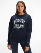 Tommy Jeans College Argyle Logo Sweater In Navy