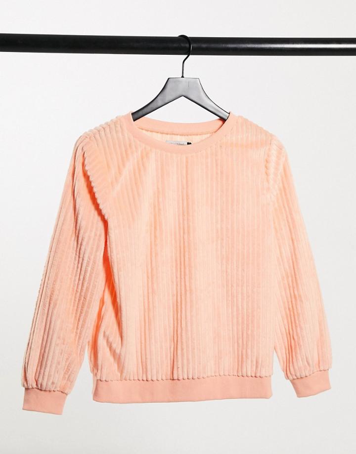 Street Collective Oversized Cord Sweater In Peach-orange