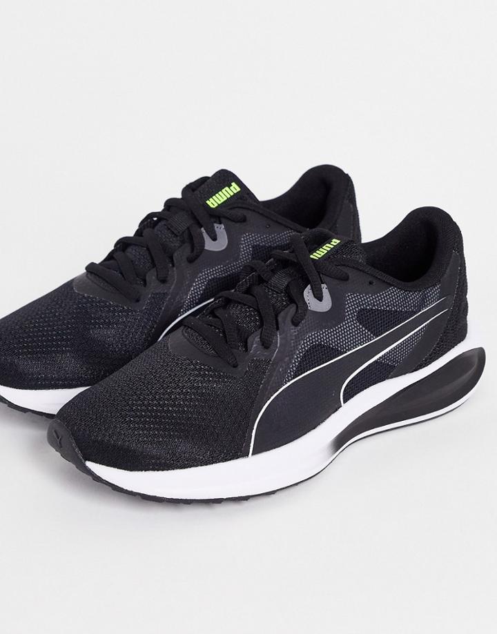 Puma Running Twitch Sneakers In Black And White
