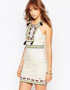 Pepe Jeans Canvas Dress With Beads & Tassles - Multi