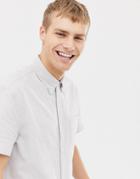 J.crew Mercantile Short Sleeve Stripe Slim Fit Oxford Shirt Button Down In Blue/burgundy - Blue