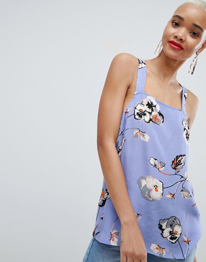 Pieces Floral Cami Top With Strap Detail - Multi