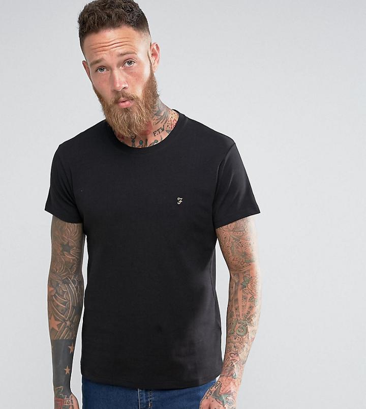 Farah Muscle Fit T-shirt With F Logo In Black - Black