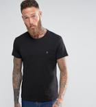 Farah Muscle Fit T-shirt With F Logo In Black - Black
