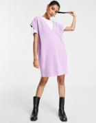 Asos Design Super Soft V Neck Vest Mini Sweater Dress In Lilac-purple