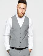 Asos Waistcoat With Square Hem In Grey - Gray