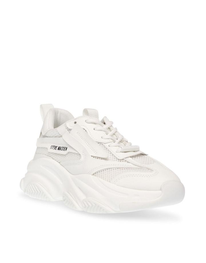 Steve Madden Possession Chunky Lace-up Sneakers In White