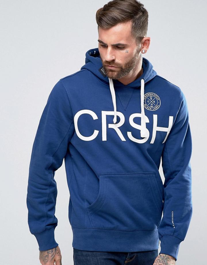 Crosshatch Logo Pullover Hoody - Blue