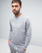 Boss By Hugo Boss Crew Neck Sweat Top With Logo - Gray