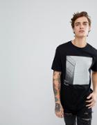 Asos Super Longline T-shirt With Photo Print - Black