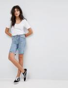 Liquor & Poker Raw Hem Boyfriend Shorts - Blue