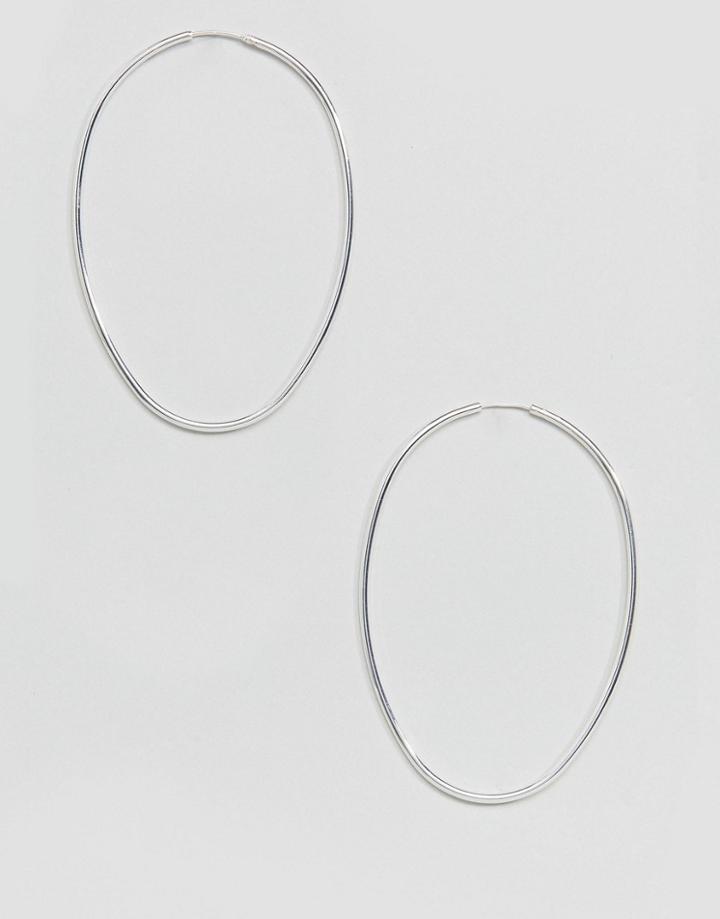 Weekday Large Oval Hoops In Silver - Silver