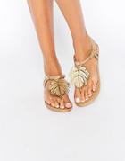 Vivienne Westwood For Melissa Solar Leaf Toepost Flat Sandals - Gold Leaf