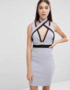 Daisy Street Premium Bandage Halter Neck Dress - Purple