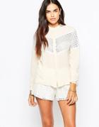 Goldie Make Amends Blouse With Lace Inserts - Beige