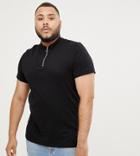 Asos Design Plus T-shirt With Zip Turtleneck In Black - Black