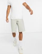 Asos Design Wide Chino Shorts In Beige-neutral
