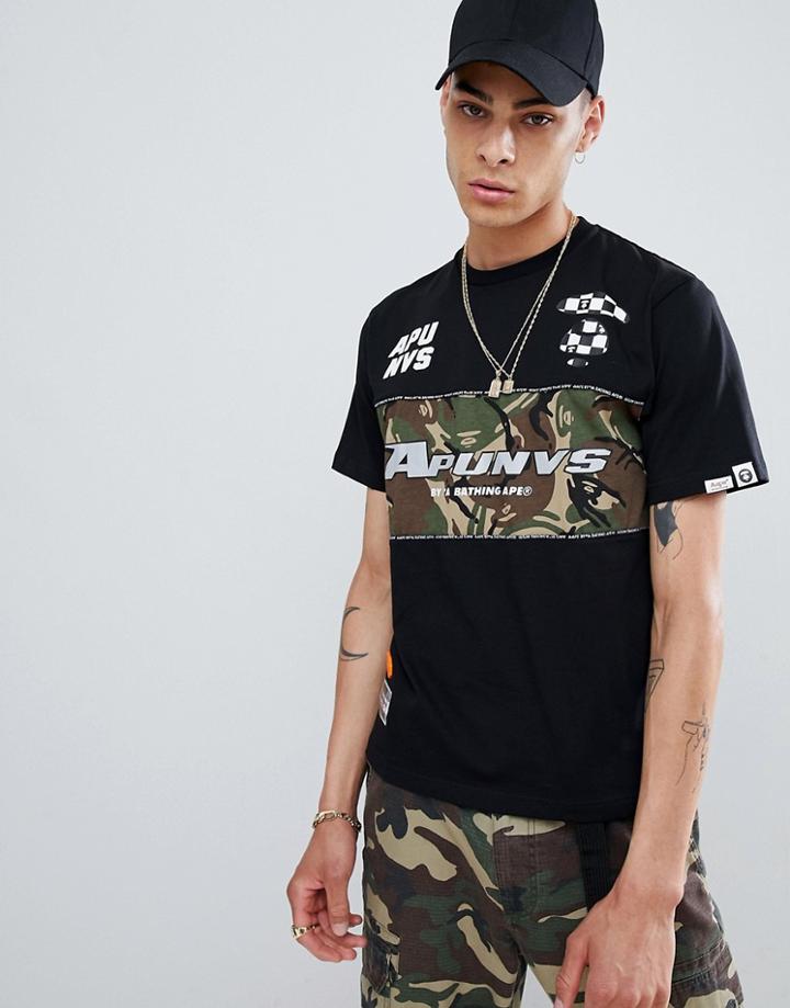 Aape By A Bathing Ape Racing Panel T-shirt In Black - Black
