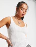 Only Rib Tank With Scoop Neck In Cream-white