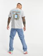 Topman Oversized T-shirt With Indianapolis Front And Back Print In Gray Heather-grey