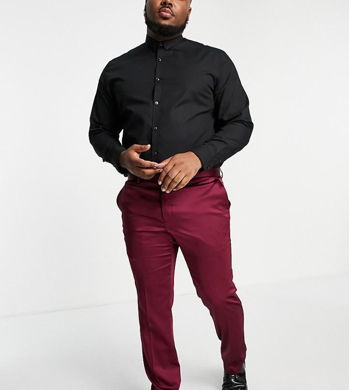 Twisted Tailor Draco Plus Skinny Suit Pants In Burgundy-red