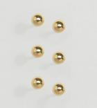 Asos Design Sterling Silver Pack Of 3 Ball Stud Earrings - Gold