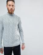 Asos Cable Knit Sweater In Steel Blue - Blue