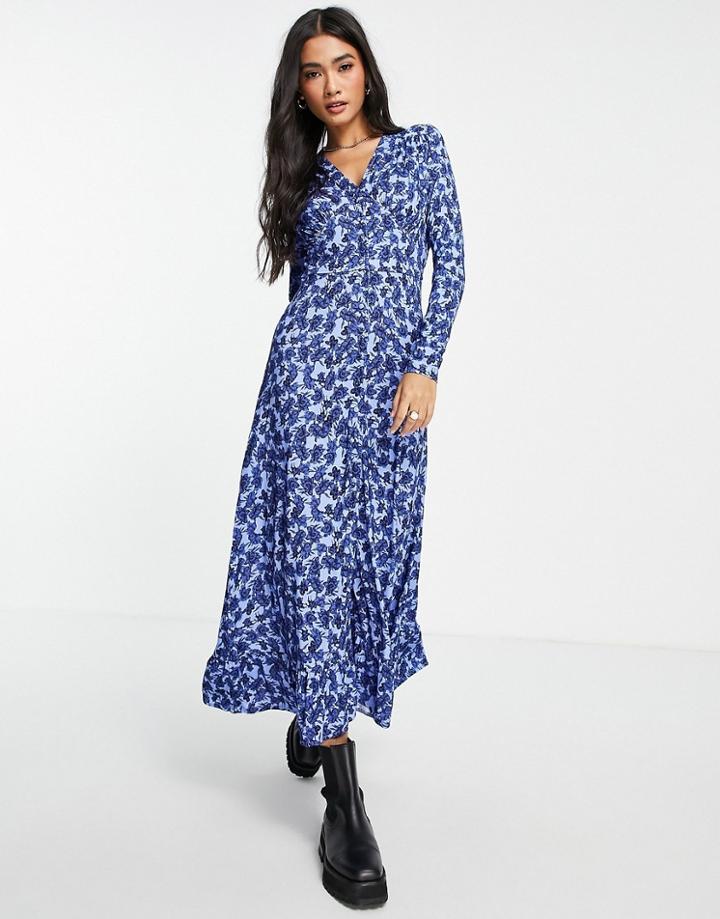 Whistles Midi Tea Dress In Blue Floral-multi