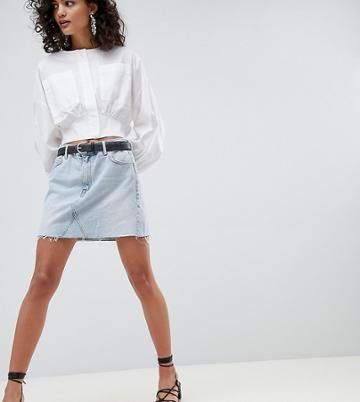 Mango Organic Cotton Denim Mini Skirt In Washed Blue