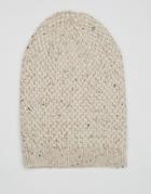 Asos Slouchy Beanie In Ecru Nep - Beige