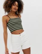 Noisy May Stripe Rib Crop Top - Multi