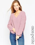 Asos Petite Utlimate Chunky Jumper With V Neck - Pink