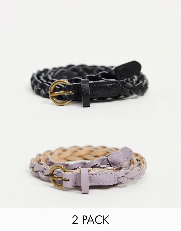 Svnx 2 Pack Belts In Black And Lilac-multi