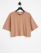 Topshop Short Sleeve Boxy T-shirt In Camel-neutral