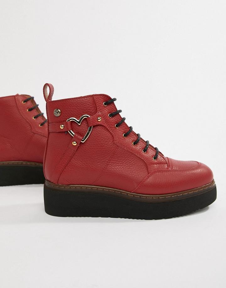 Love Moschino Flatform Ankle Boots - Red
