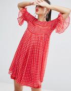Asos Gingham Smock Dress With Shirring Detail - Multi