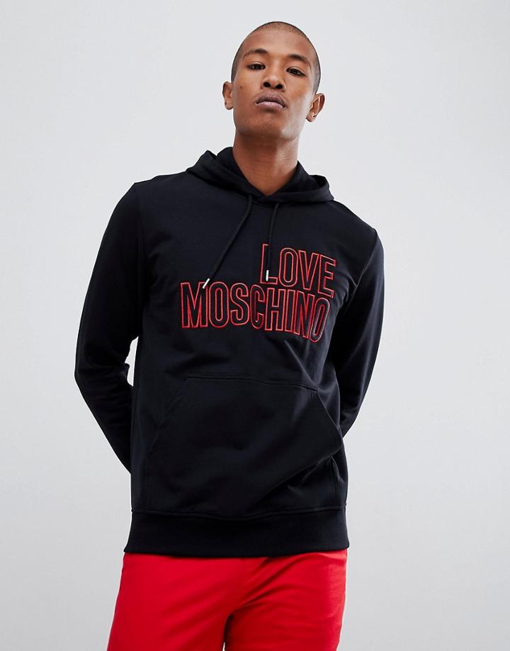 Love Moschino Hoodie With Love Logo In Black - Black