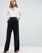 Asos Tailored Clean Linen Wide Leg Pants-black