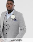 Asos Design Plus Wedding Skinny Suit Jacket In Gray Twist Micro Texture - Gray