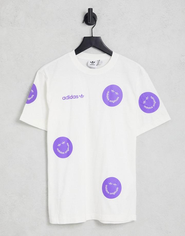 Adidas Originals Faces Print T-shirt In White