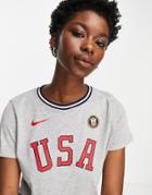 Nike Team Usa T-shirt In Gray Heather-grey