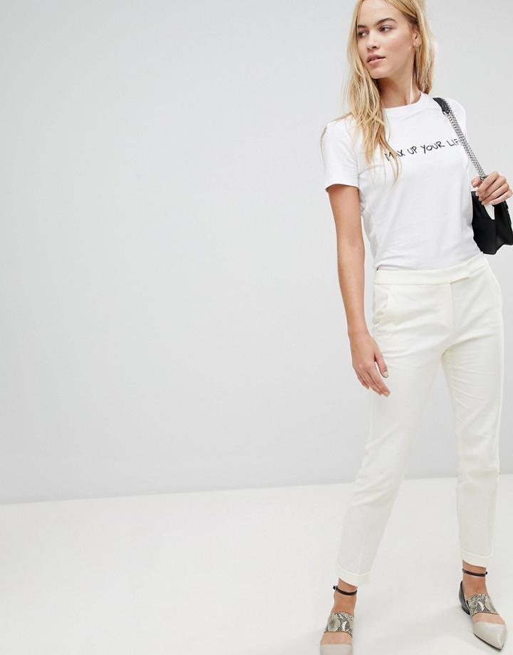 Max & Co Textured Tailored Pants - Cream
