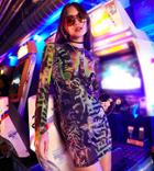 Reclaimed Vintage X Stranger Things Mesh Mini Dress In Hellfire Club Print-multi