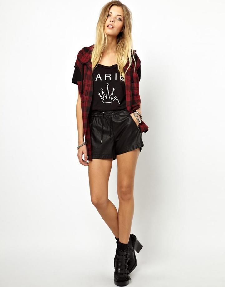 Noisy May Faux Leather Shorts