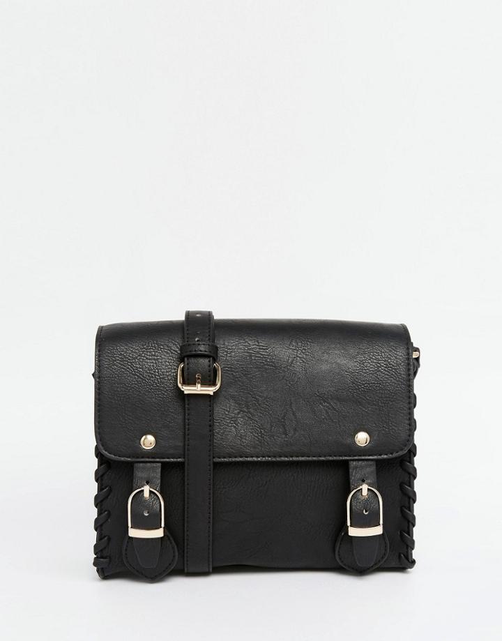 Asos Mini Whipstitch Satchel Bag - Black